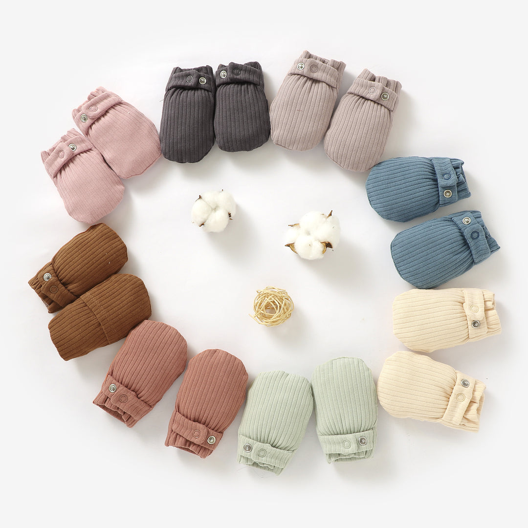 ORGANIC COTTON NEWBORN RIBBED ADJUSTABLE MITTENS 0-6 MONTHS 1 PAIR - Tiny Alpaca UK