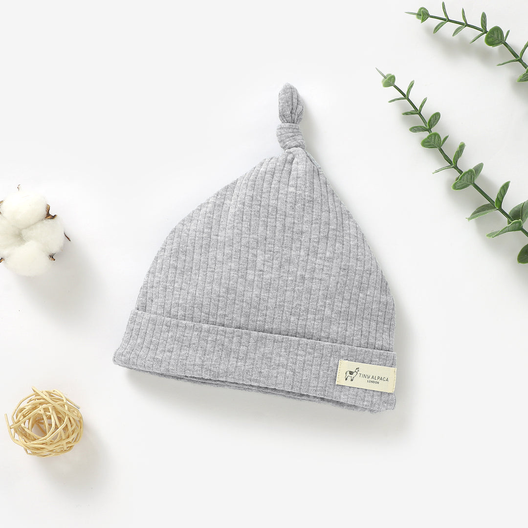 ORGANIC NATURAL COTTON RIBBED BABY HATS - Tiny Alpaca UK