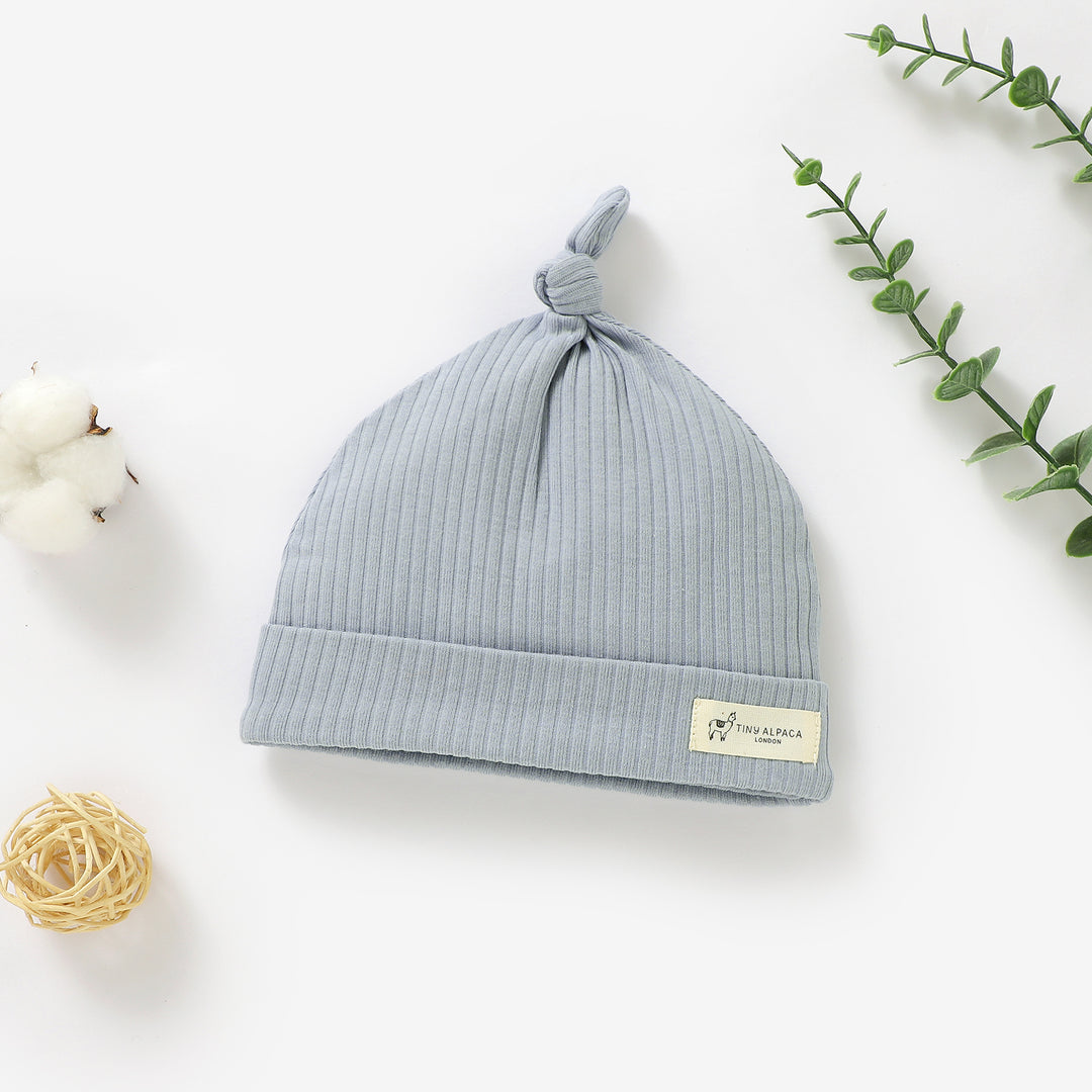 ORGANIC NATURAL COTTON RIBBED BABY HATS - Tiny Alpaca UK
