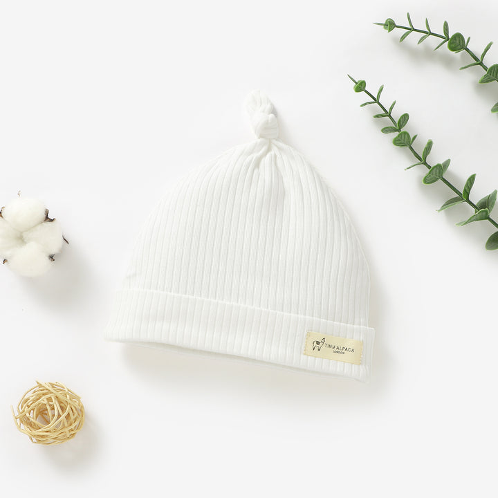 ORGANIC NATURAL COTTON RIBBED BABY HATS - Tiny Alpaca UK