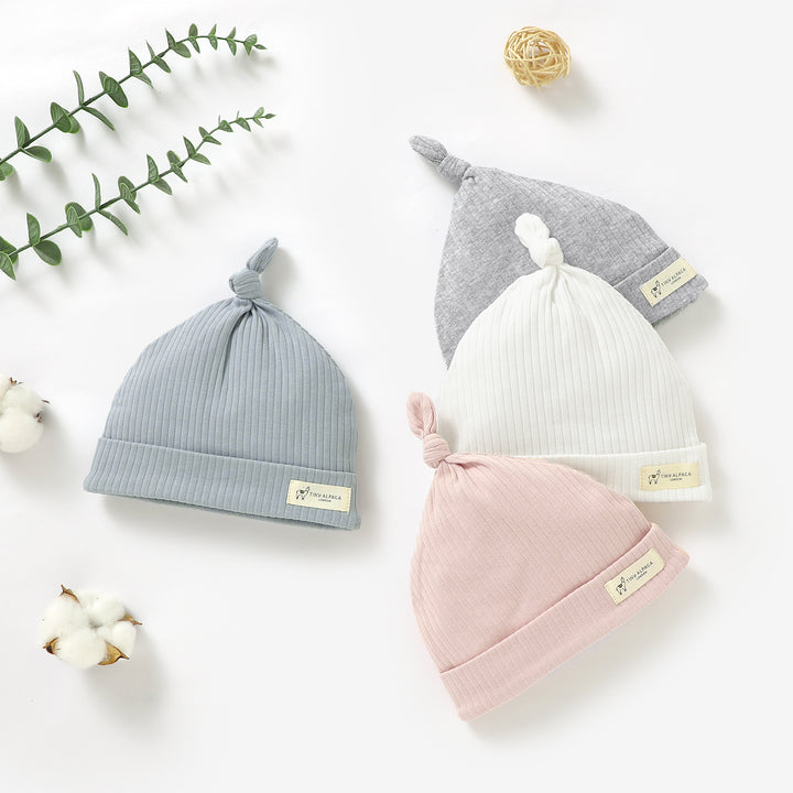 ORGANIC NATURAL COTTON RIBBED BABY HATS - Tiny Alpaca UK
