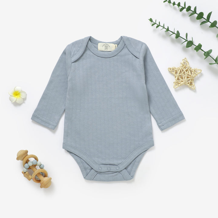 Organic cotton honeycomb long sleeve bodysuit, 0–24m