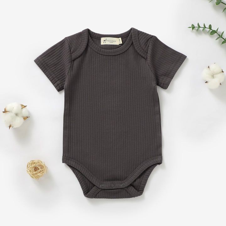 ORGANIC NATURAL COTTON RIBBED SHORT SLEEVE BABY BODYSUIT (0-24 MONTHS) - Tiny Alpaca UK