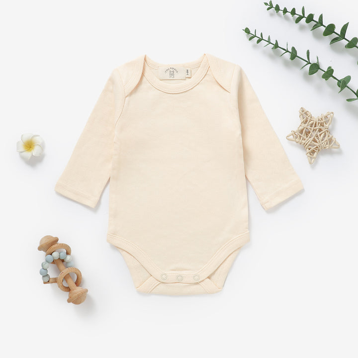 Organic cotton honeycomb long sleeve bodysuit, 0–24m