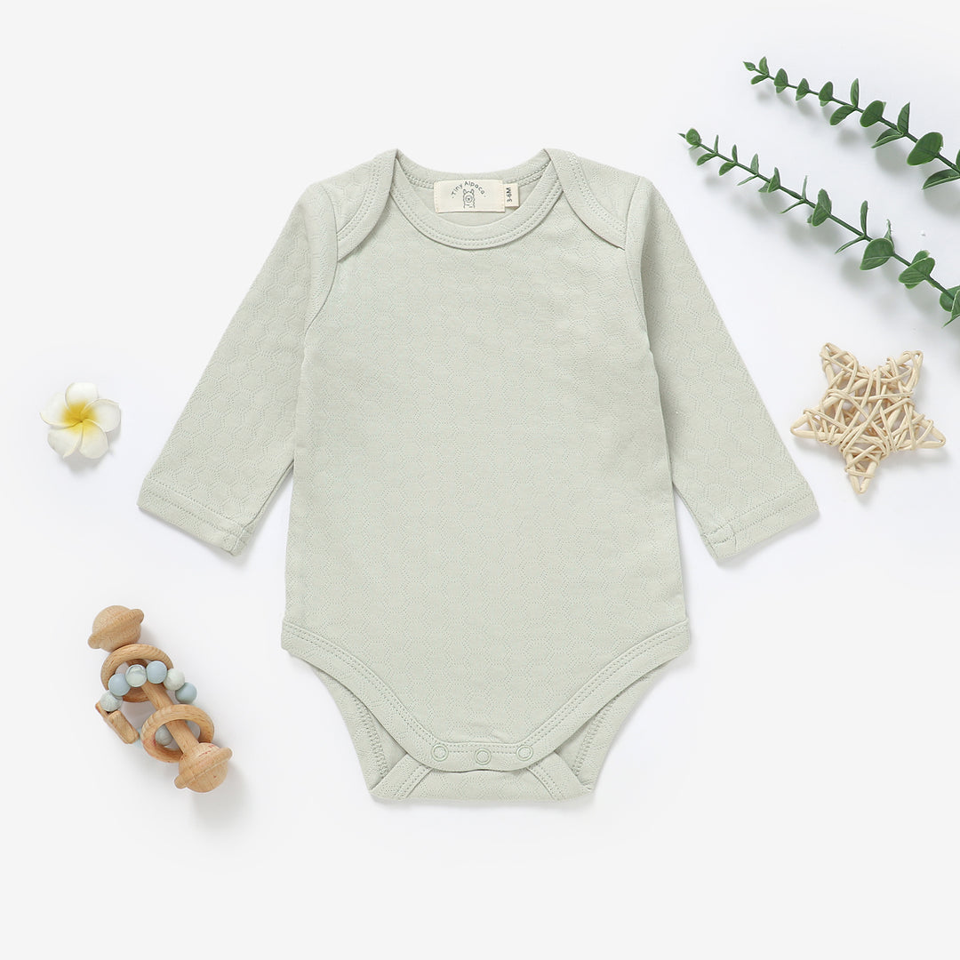 Organic cotton honeycomb long sleeve bodysuit, 0–24m