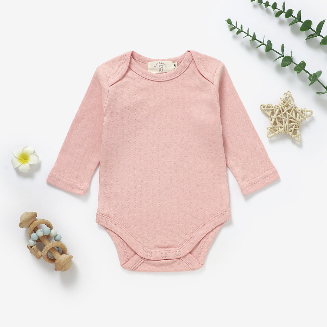 Organic cotton honeycomb long sleeve bodysuit, 0–24m