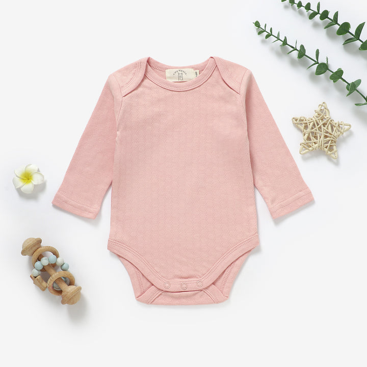 Organic cotton honeycomb long sleeve bodysuit, 0–24m