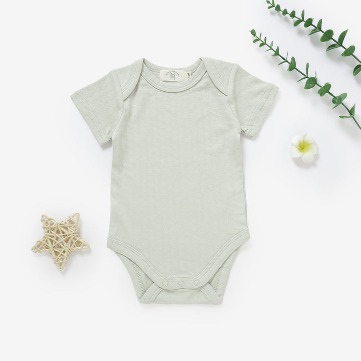 Organic Cotton Honeycomb Ribbed Short Sleeve Baby Bodysuit