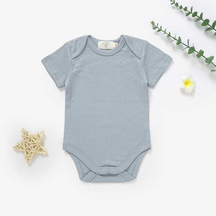 Organic Cotton Honeycomb Ribbed Short Sleeve Baby Bodysuit