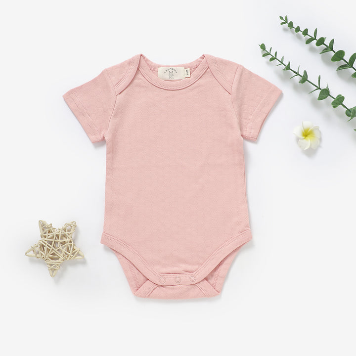 Organic Cotton Honeycomb Ribbed Short Sleeve Baby Bodysuit