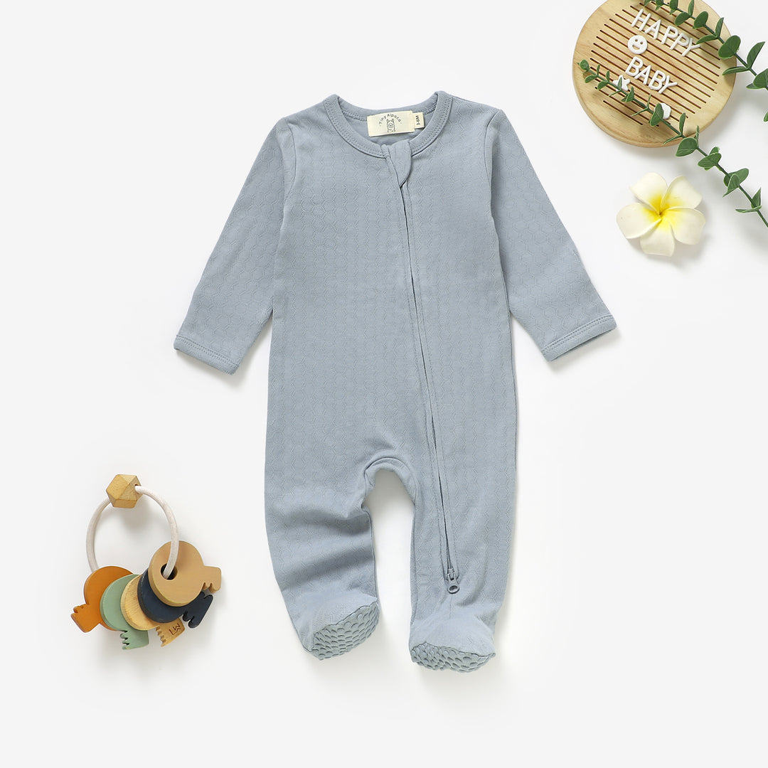 Organic cotton honeycomb mesh sleepsuit, 0–24m
