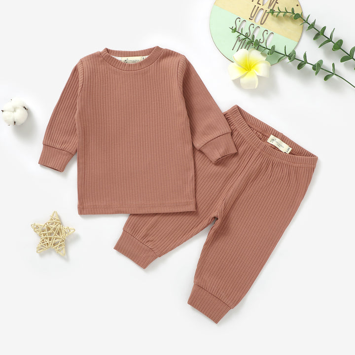 Organic Natural Cotton Ribbed Baby Pyjamas - Tiny Alpaca UK