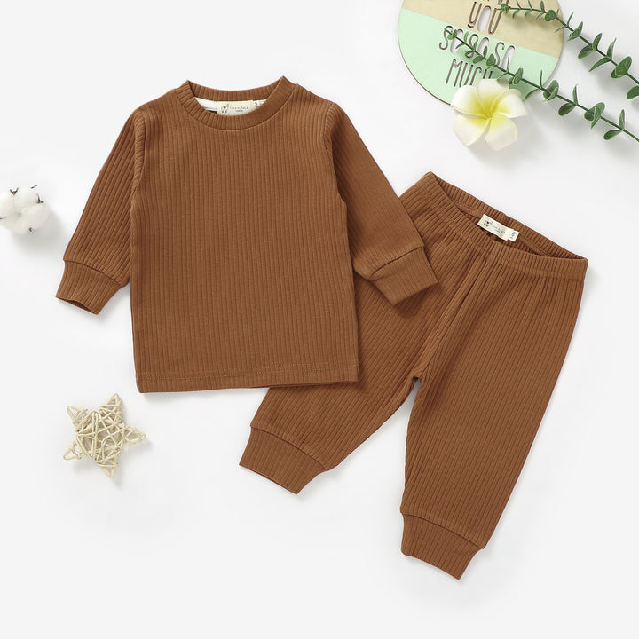 Organic Natural Cotton Ribbed Baby Pyjamas - Tiny Alpaca UK