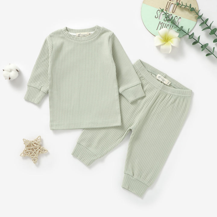 Organic Natural Cotton Ribbed Baby Pyjamas - Tiny Alpaca UK