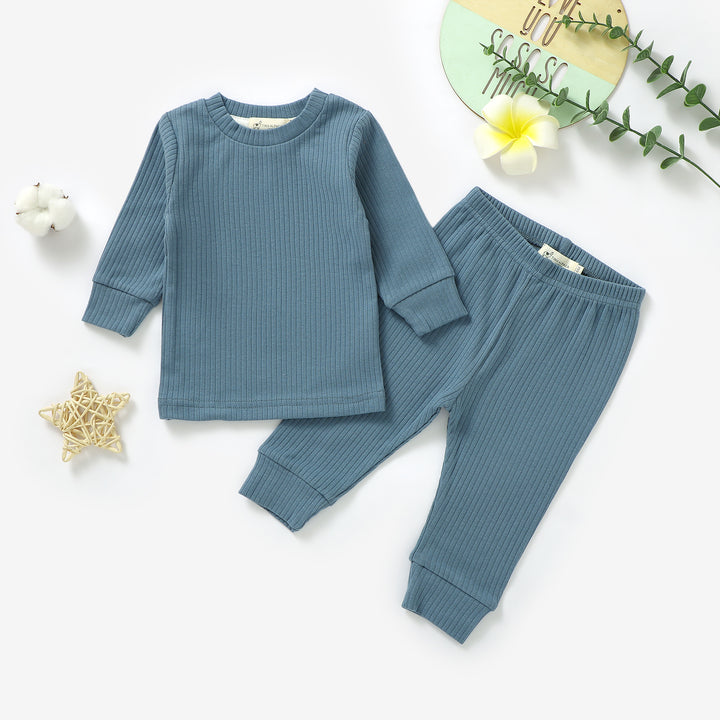 Organic Natural Cotton Ribbed Baby Pyjamas - Tiny Alpaca UK