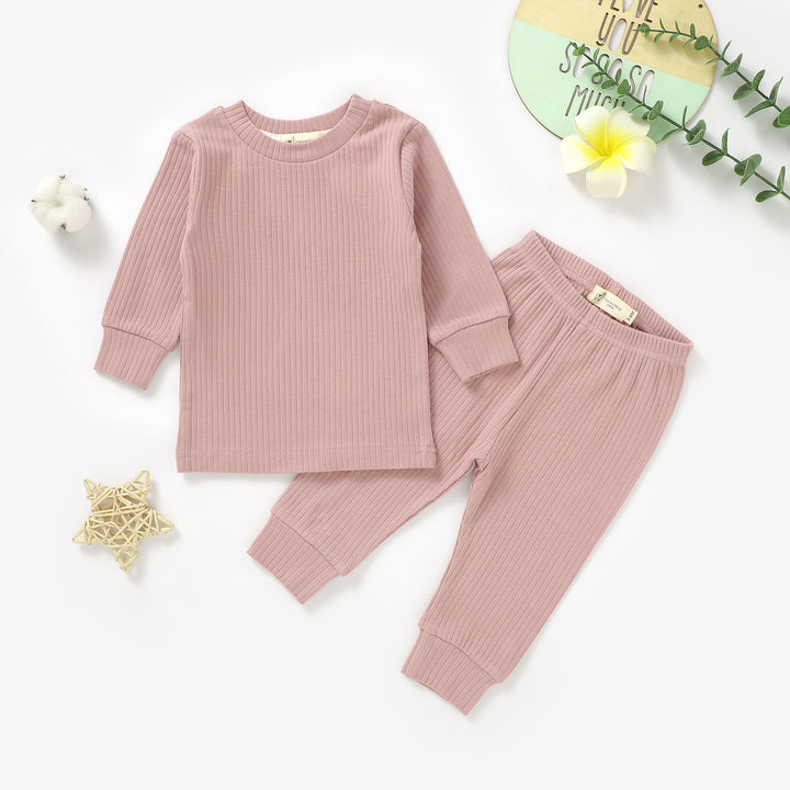 Organic Natural Cotton Ribbed Baby Pyjamas - Tiny Alpaca UK