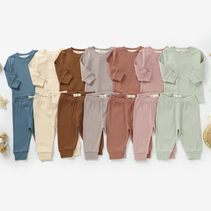 Organic Natural Cotton Ribbed Baby Pyjamas - Tiny Alpaca UK