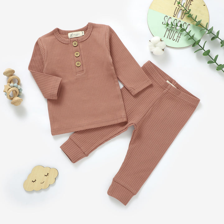 ORGANIC NATURAL COTTON RIBBED BABY SHORT SLEEVE BODYSUIT &amp; BOTTOMS - Tiny Alpaca UK