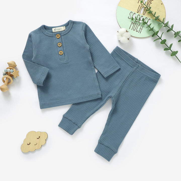 ORGANIC NATURAL COTTON RIBBED BABY T SHIRT &amp; TROUSERS - Tiny Alpaca UK