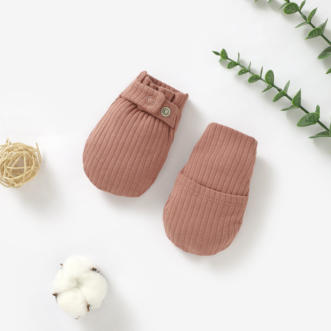ORGANIC COTTON NEWBORN RIBBED ADJUSTABLE MITTENS 0-6 MONTHS 1 PAIR - Tiny Alpaca UK