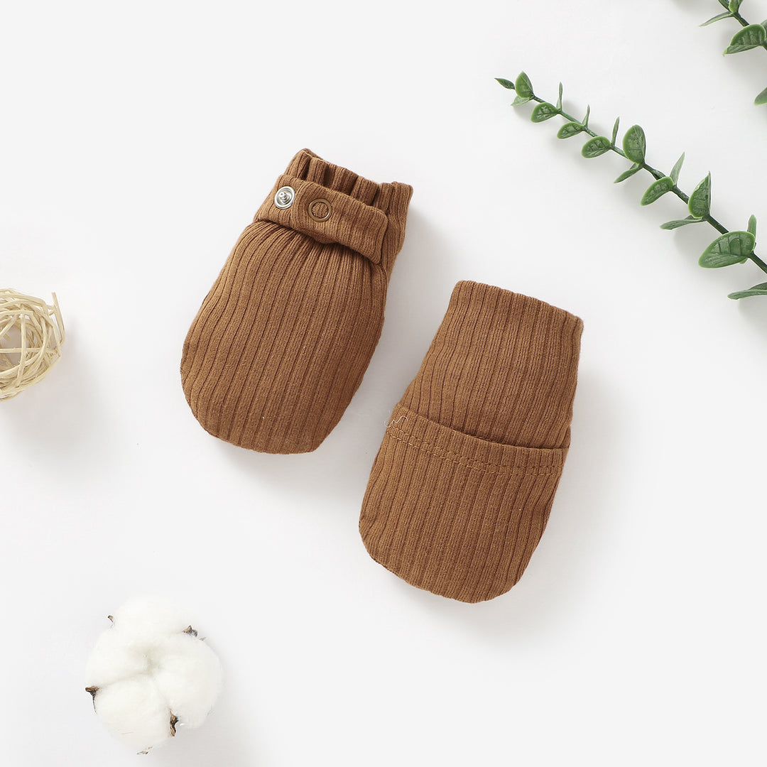 ORGANIC COTTON NEWBORN RIBBED ADJUSTABLE MITTENS 0-6 MONTHS 1 PAIR - Tiny Alpaca UK