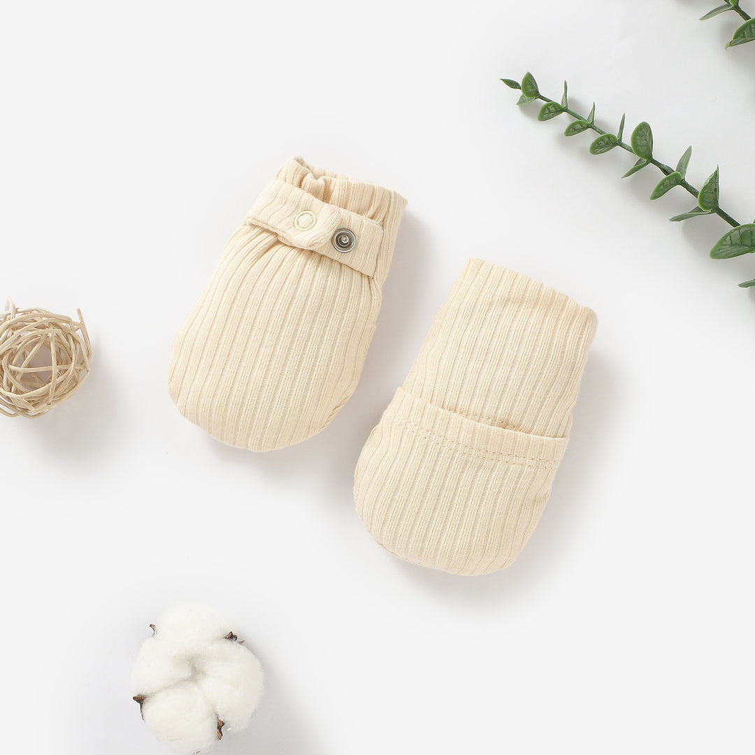 ORGANIC COTTON NEWBORN RIBBED ADJUSTABLE MITTENS 0-6 MONTHS 1 PAIR - Tiny Alpaca UK