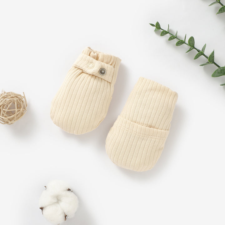 ORGANIC COTTON NEWBORN RIBBED ADJUSTABLE MITTENS 0-6 MONTHS 1 PAIR - Tiny Alpaca UK