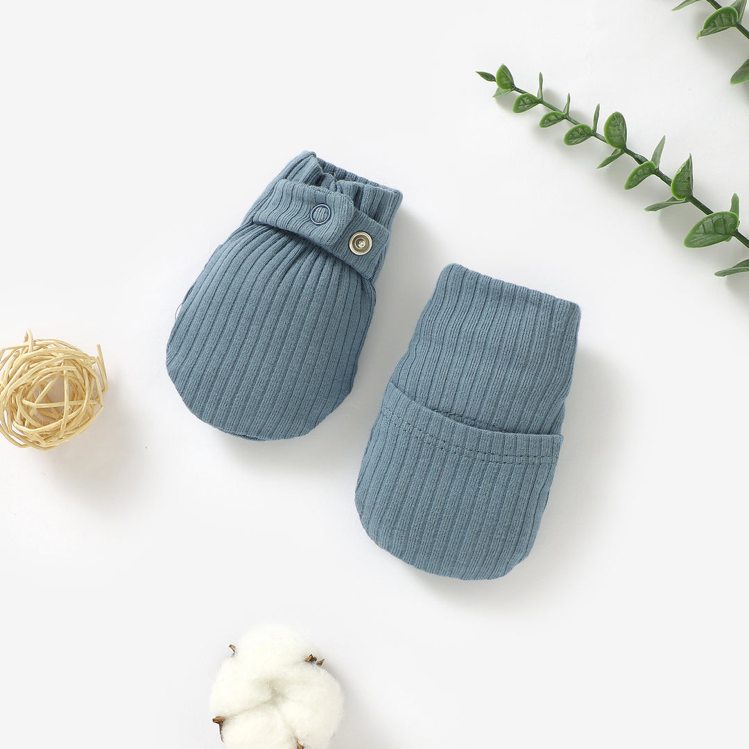 ORGANIC COTTON NEWBORN RIBBED ADJUSTABLE MITTENS 0-6 MONTHS 1 PAIR - Tiny Alpaca UK
