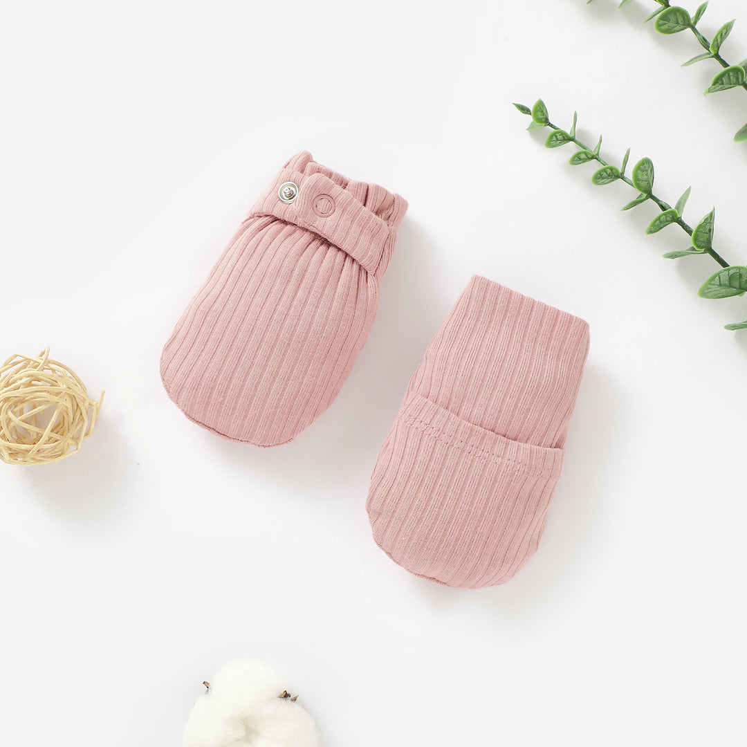 ORGANIC COTTON NEWBORN RIBBED ADJUSTABLE MITTENS 0-6 MONTHS 1 PAIR - Tiny Alpaca UK