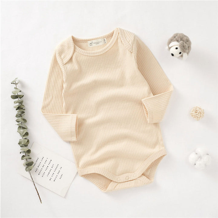 Organic Natural Cotton Ribbed Long Sleeve Baby Bodysuit (0-24 months) - Tiny Alpaca UK