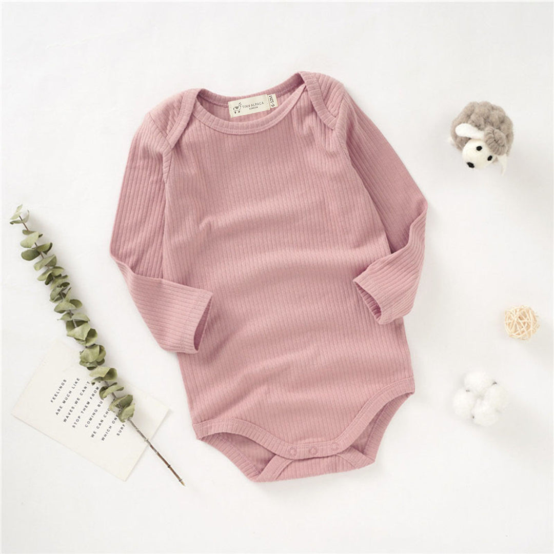 Organic Natural Cotton Ribbed Long Sleeve Baby Bodysuit (0-24 months) - Tiny Alpaca UK