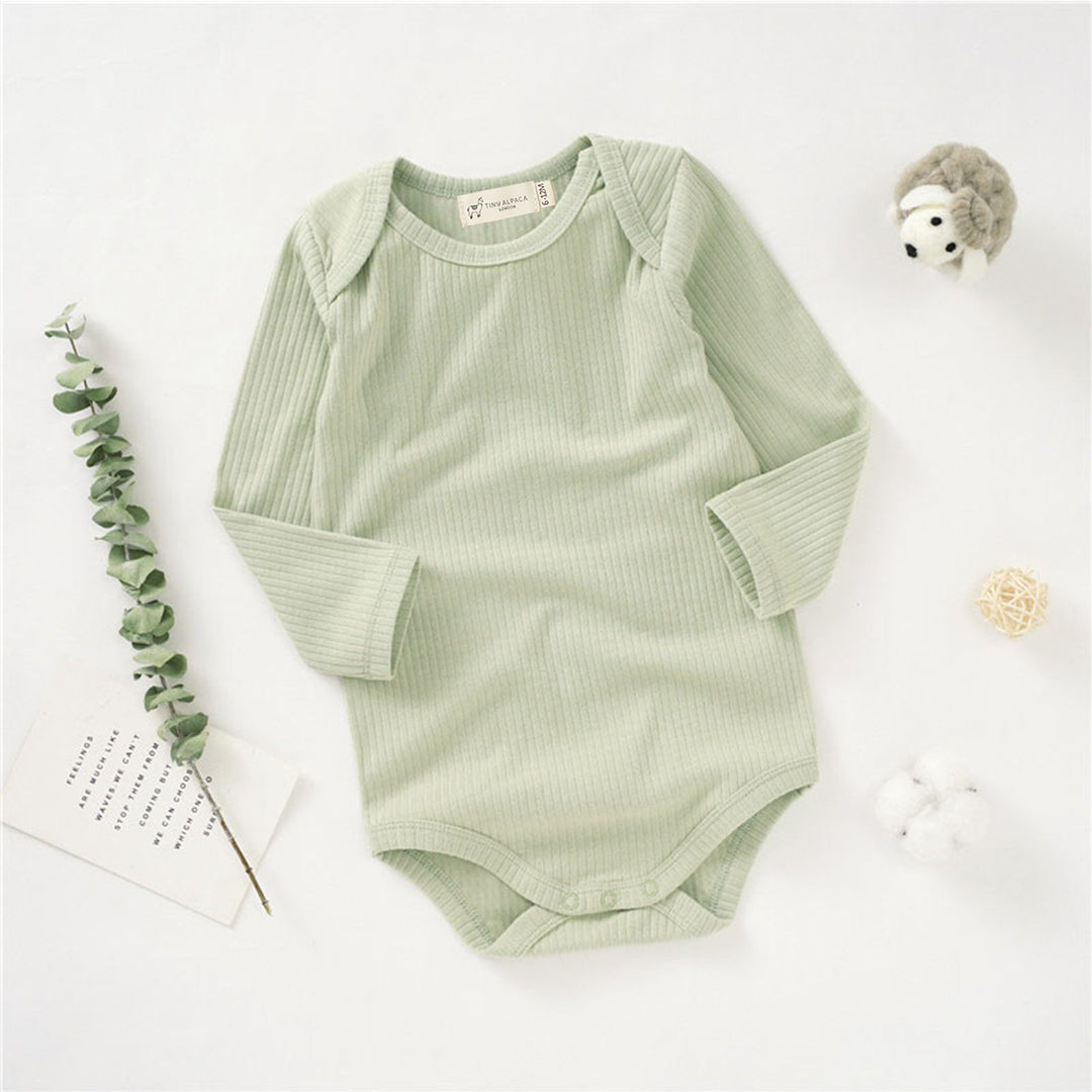 Organic Natural Cotton Ribbed Long Sleeve Baby Bodysuit (0-24 months) - Tiny Alpaca UK