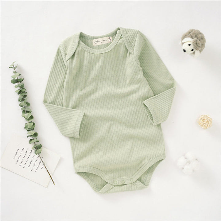 Organic Natural Cotton Ribbed Long Sleeve Baby Bodysuit (0-24 months) - Tiny Alpaca UK