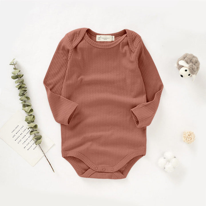 Organic Natural Cotton Ribbed Long Sleeve Baby Bodysuit (0-24 months) - Tiny Alpaca UK