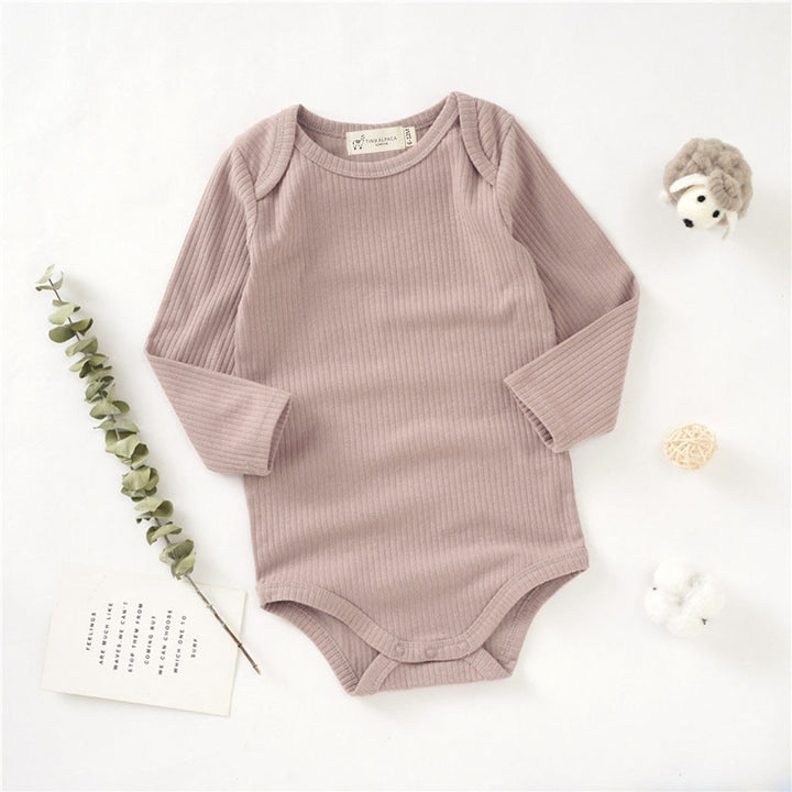 Organic Natural Cotton Ribbed Long Sleeve Baby Bodysuit (0-24 months) - Tiny Alpaca UK