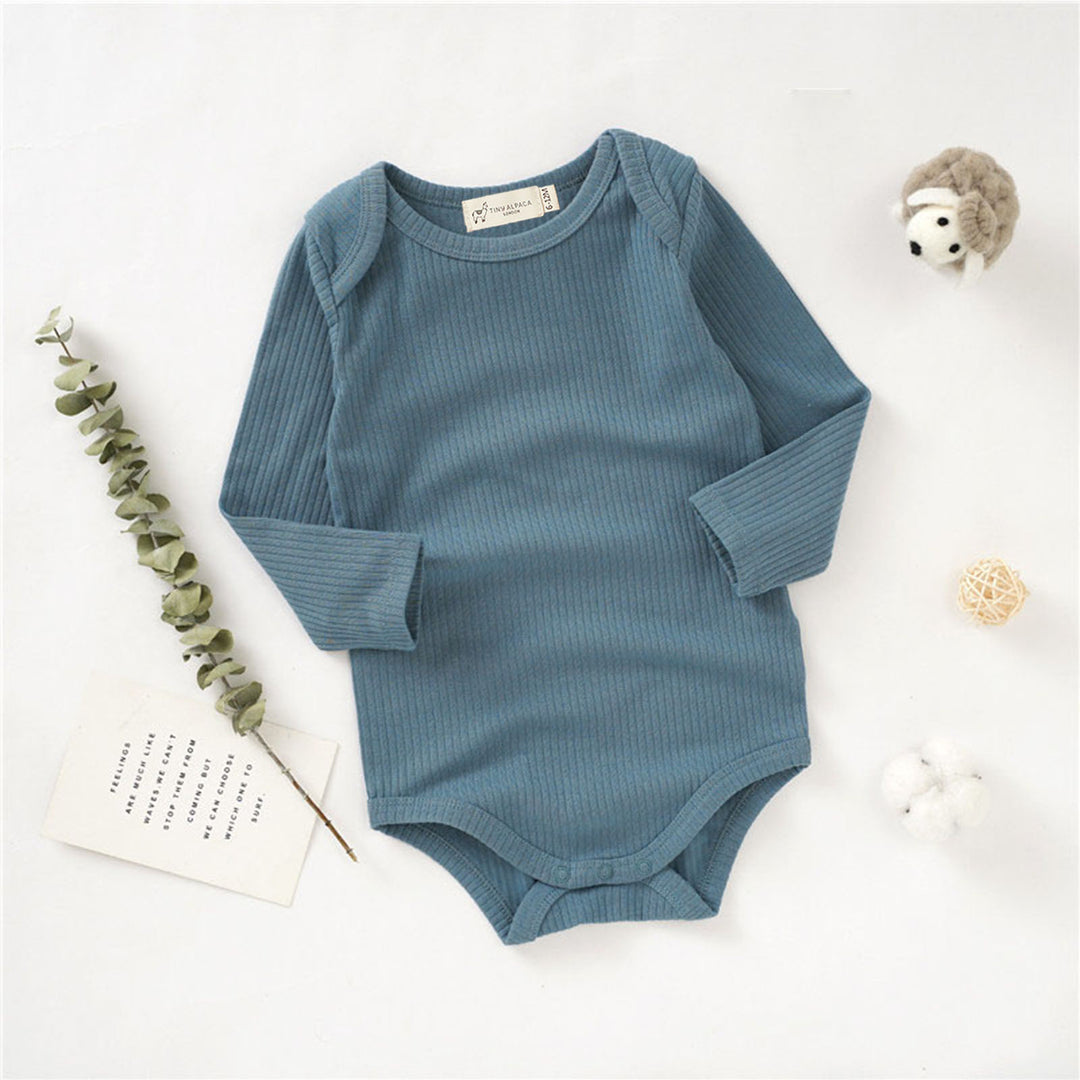 Organic Natural Cotton Ribbed Long Sleeve Baby Bodysuit (0-24 months) - Tiny Alpaca UK