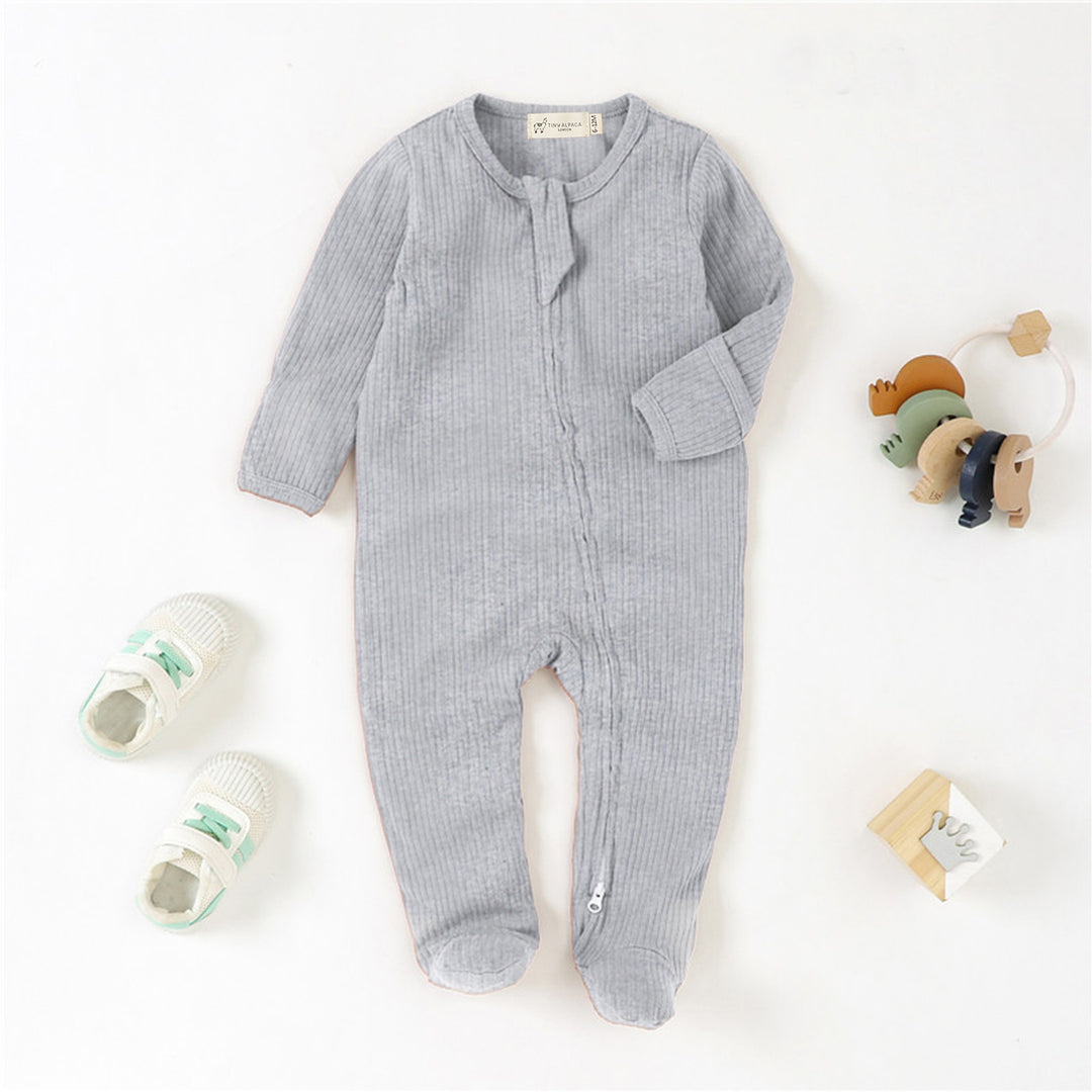 ORGANIC COTTON RIBBED SLEEPSUIT WITH TWO WAY ZIPPER | 0-24 M - Tiny Alpaca UK