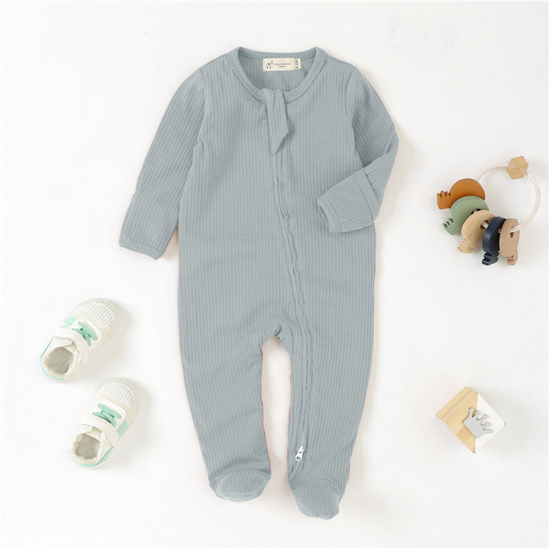 ORGANIC COTTON RIBBED SLEEPSUIT WITH TWO WAY ZIPPER | 0-24 M - Tiny Alpaca UK