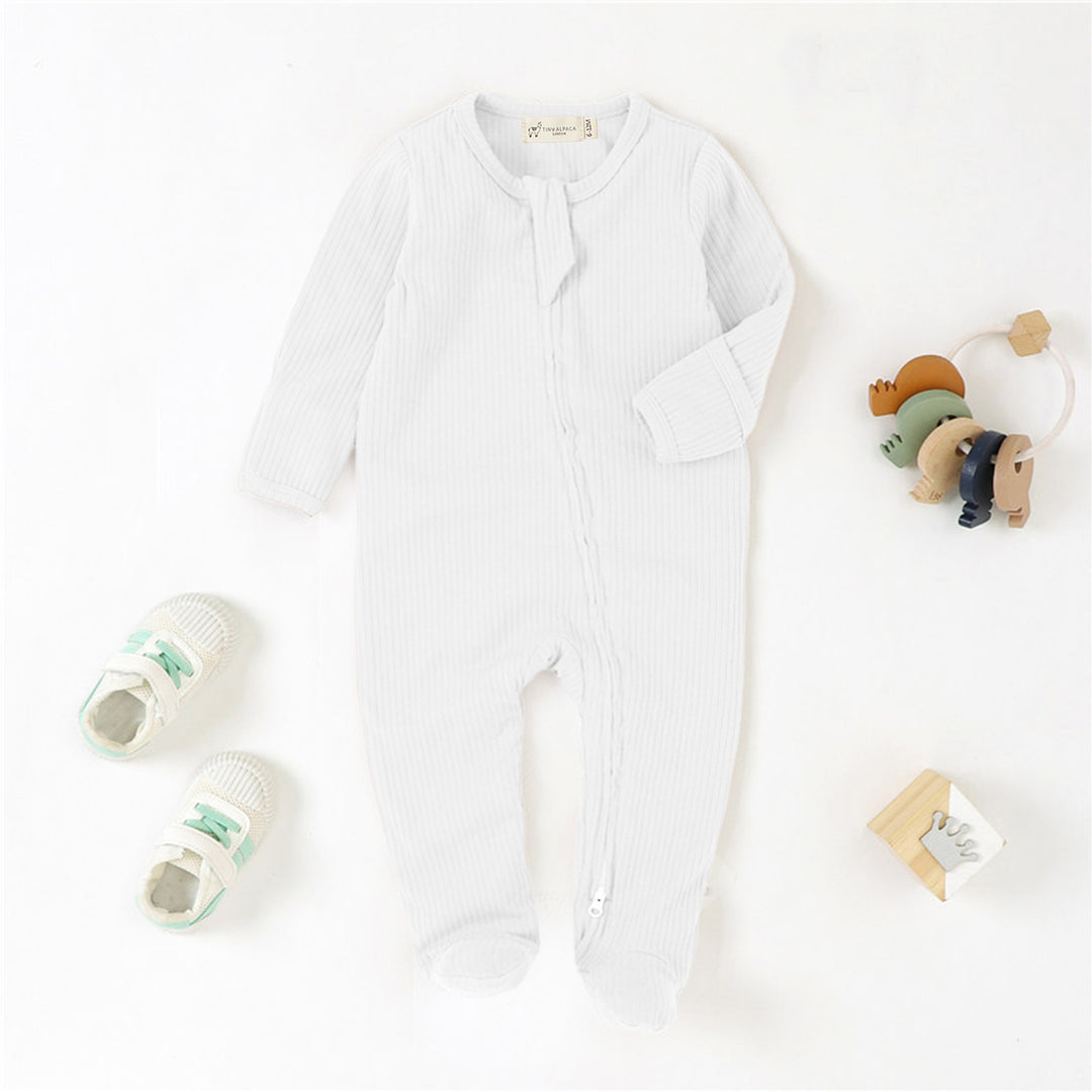 ORGANIC COTTON RIBBED SLEEPSUIT WITH TWO WAY ZIPPER | 0-24 M - Tiny Alpaca UK