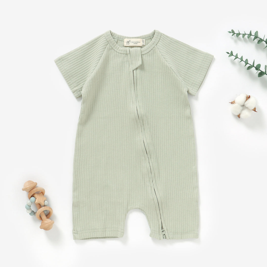 Organic Natural Cotton Baby Short Sleeve Romper 0-2 Years - Tiny Alpaca UK