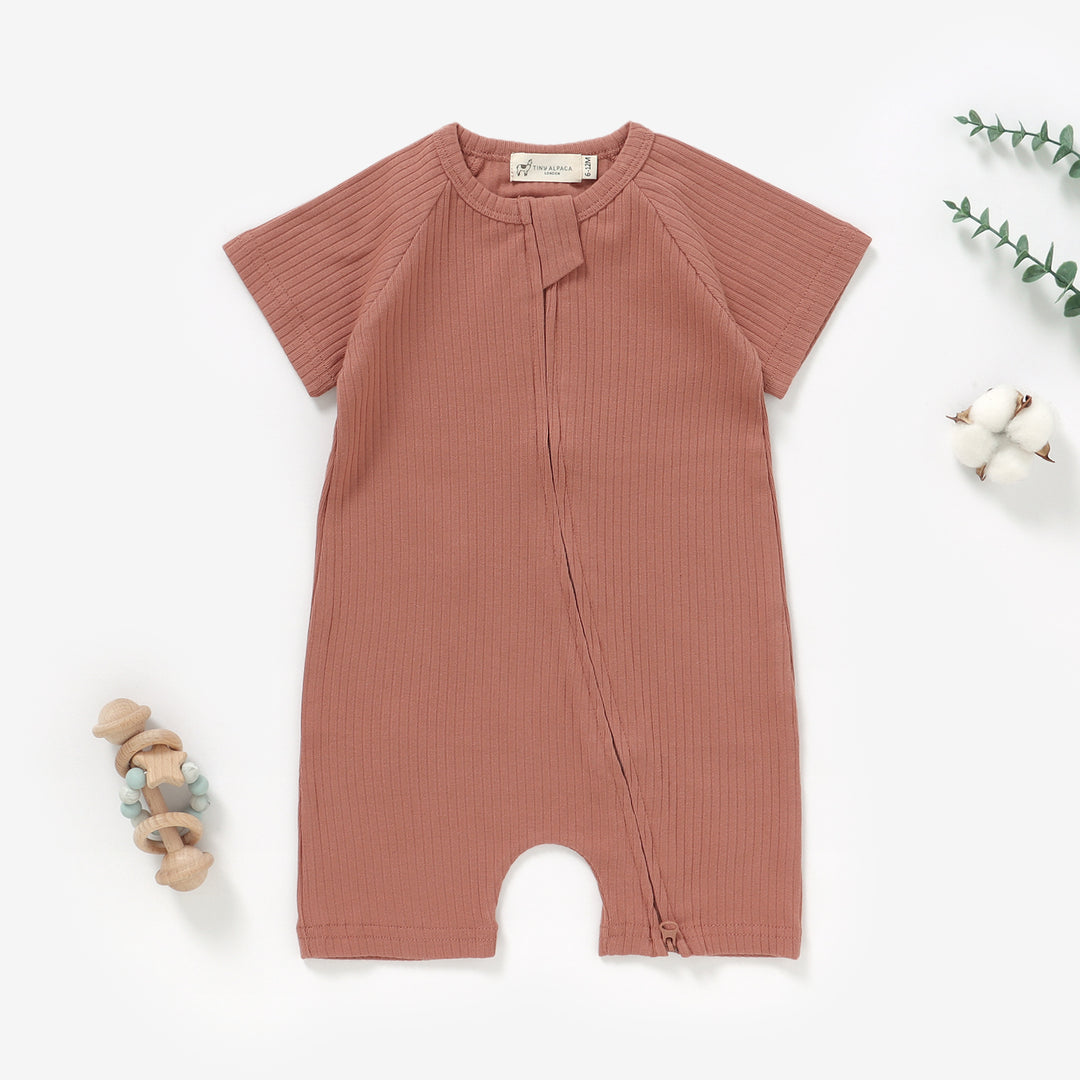 Organic Natural Cotton Baby Short Sleeve Romper 0-2 Years - Tiny Alpaca UK