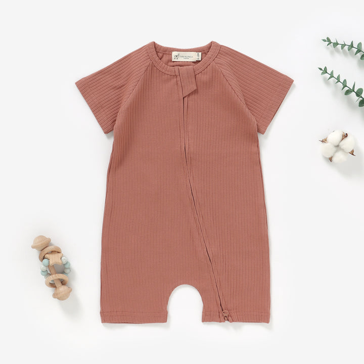 Organic Natural Cotton Baby Short Sleeve Romper 0-2 Years - Tiny Alpaca UK