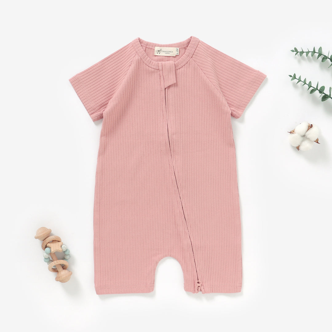Organic Natural Cotton Baby Short Sleeve Romper 0-2 Years - Tiny Alpaca UK