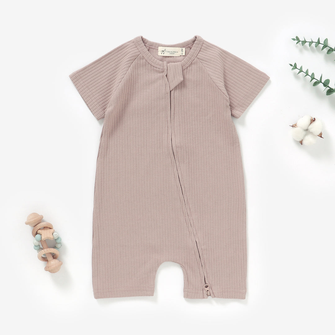 Organic Natural Cotton Baby Short Sleeve Romper 0-2 Years - Tiny Alpaca UK