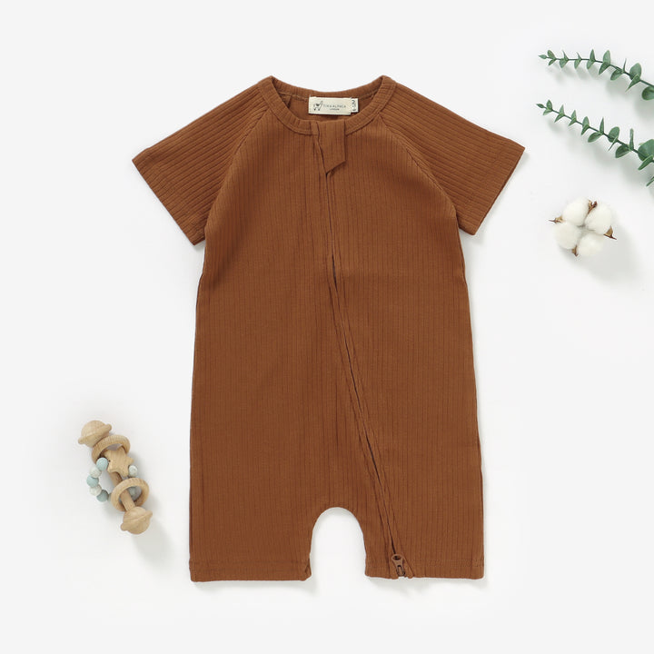 Organic Natural Cotton Baby Short Sleeve Romper 0-2 Years - Tiny Alpaca UK