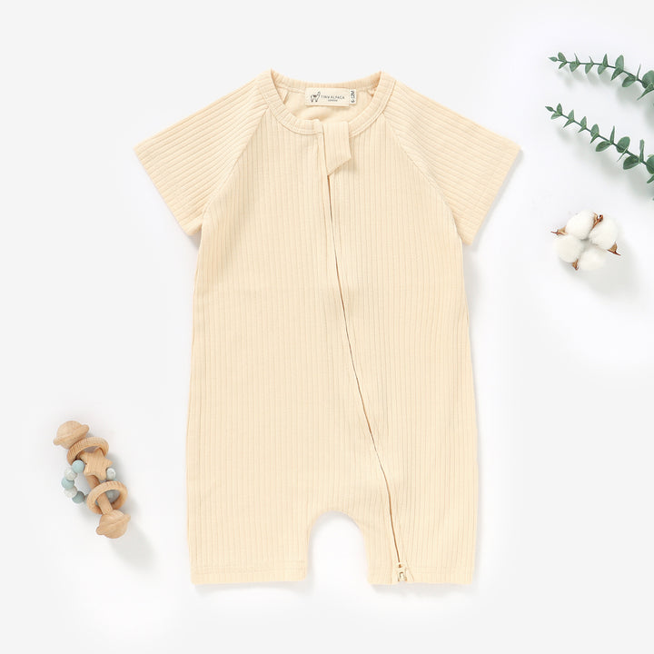 Organic Natural Cotton Baby Short Sleeve Romper 0-2 Years - Tiny Alpaca UK