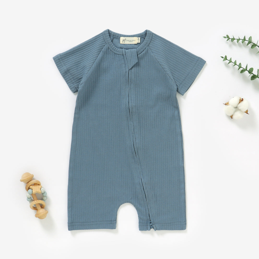 Organic Natural Cotton Baby Short Sleeve Romper 0-2 Years - Tiny Alpaca UK