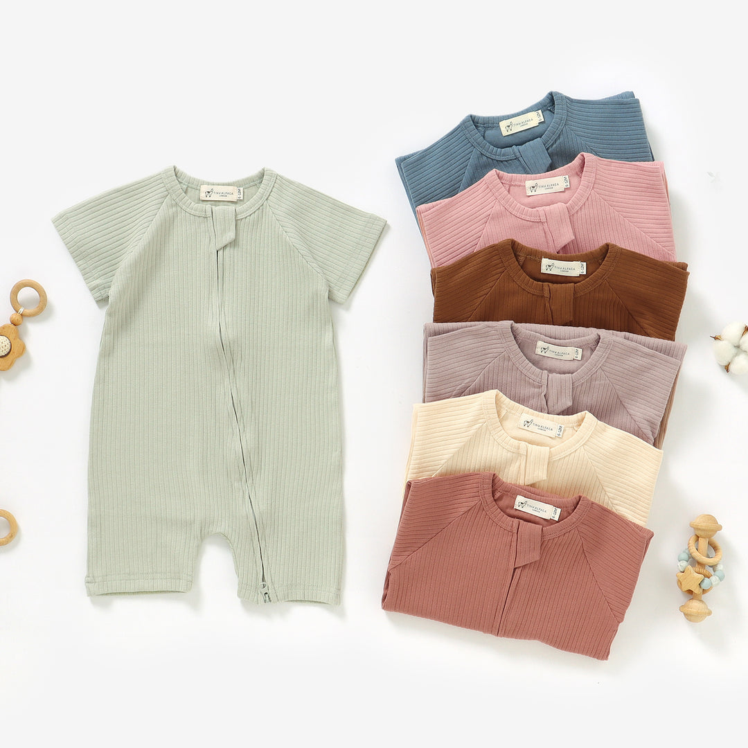 Organic Natural Cotton Baby Short Sleeve Romper 0-2 Years - Tiny Alpaca UK
