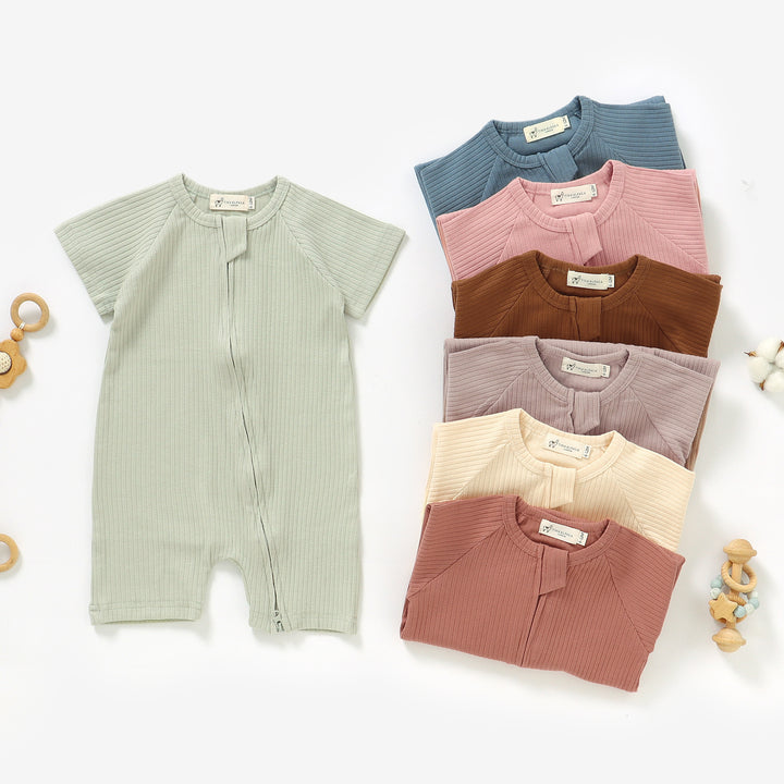 Organic Natural Cotton Baby Short Sleeve Romper 0-2 Years - Tiny Alpaca UK