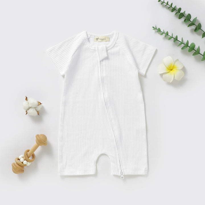 ORGANIC NATURAL COTTON BABY SHORT SLEEVE ROMPER 0-2 YEARS - Tiny Alpaca UK
